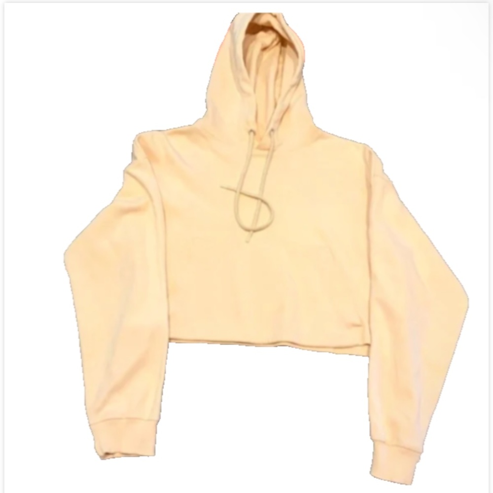 Bershka Hoodie Crop Sweater Size S Spring Cream Y2K